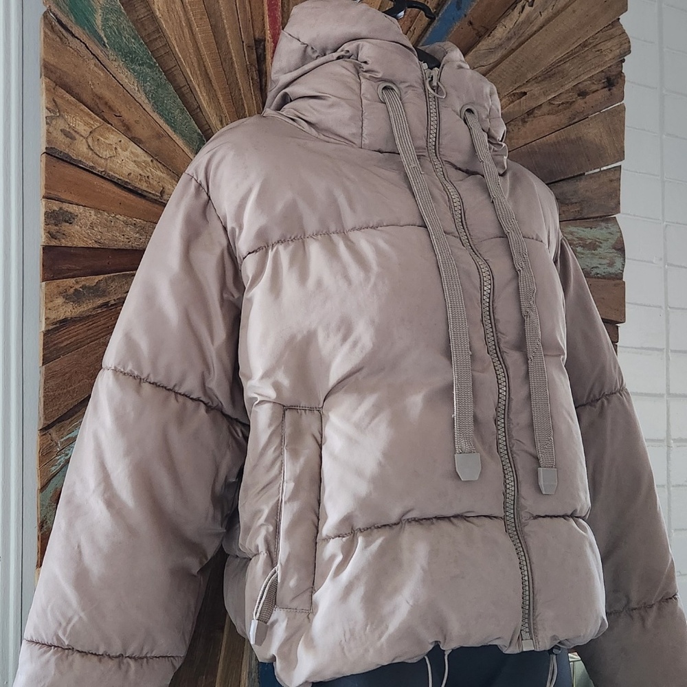 Zara Light Taupe Puffer Jacket